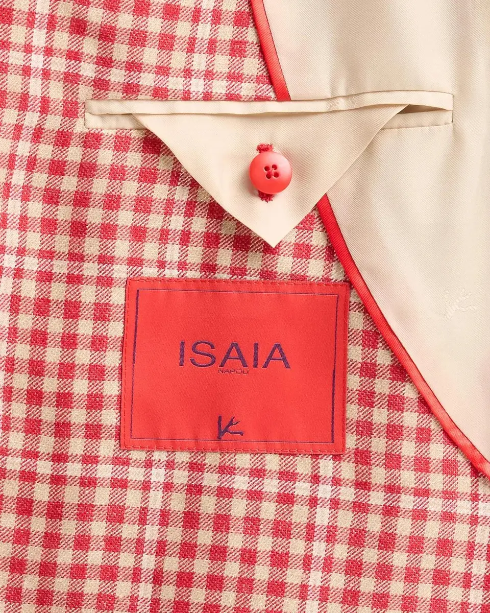 Isaia Men's Gingham Linen-Blend Blazer | Thumbnail 6 Isaia Men's Gingham Linen-Blend Blazer | Thumbnail 6