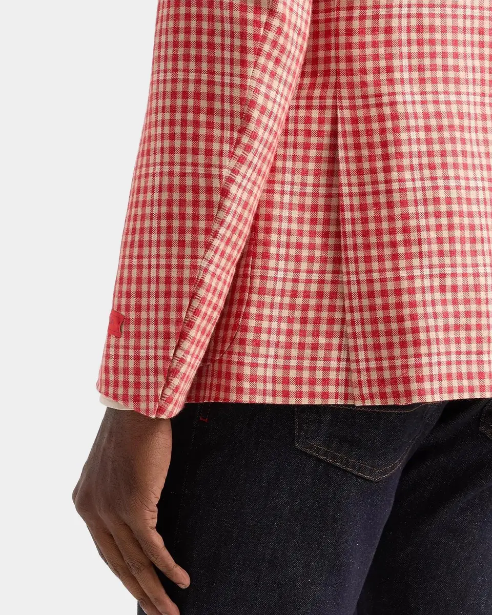 Isaia Men's Gingham Linen-Blend Blazer | Thumbnail 8 Isaia Men's Gingham Linen-Blend Blazer | Thumbnail 8