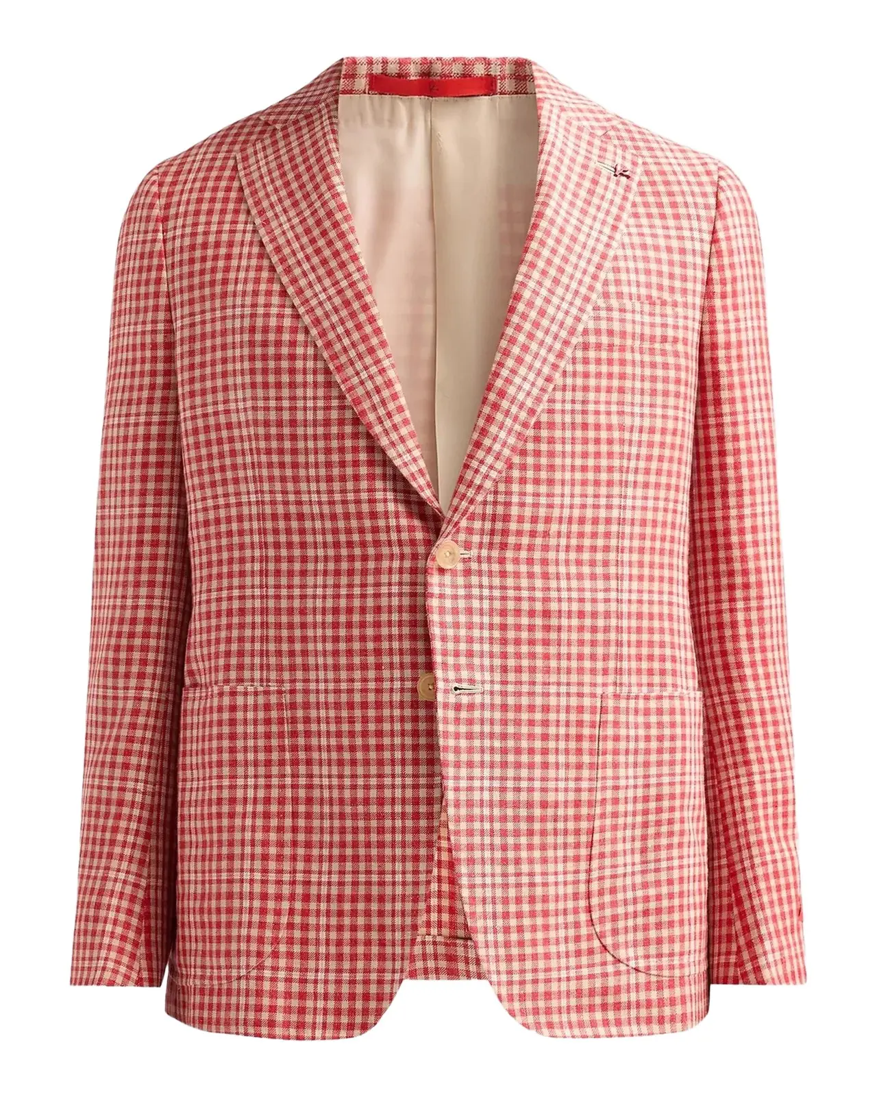 Isaia Men's Gingham Linen-Blend Blazer