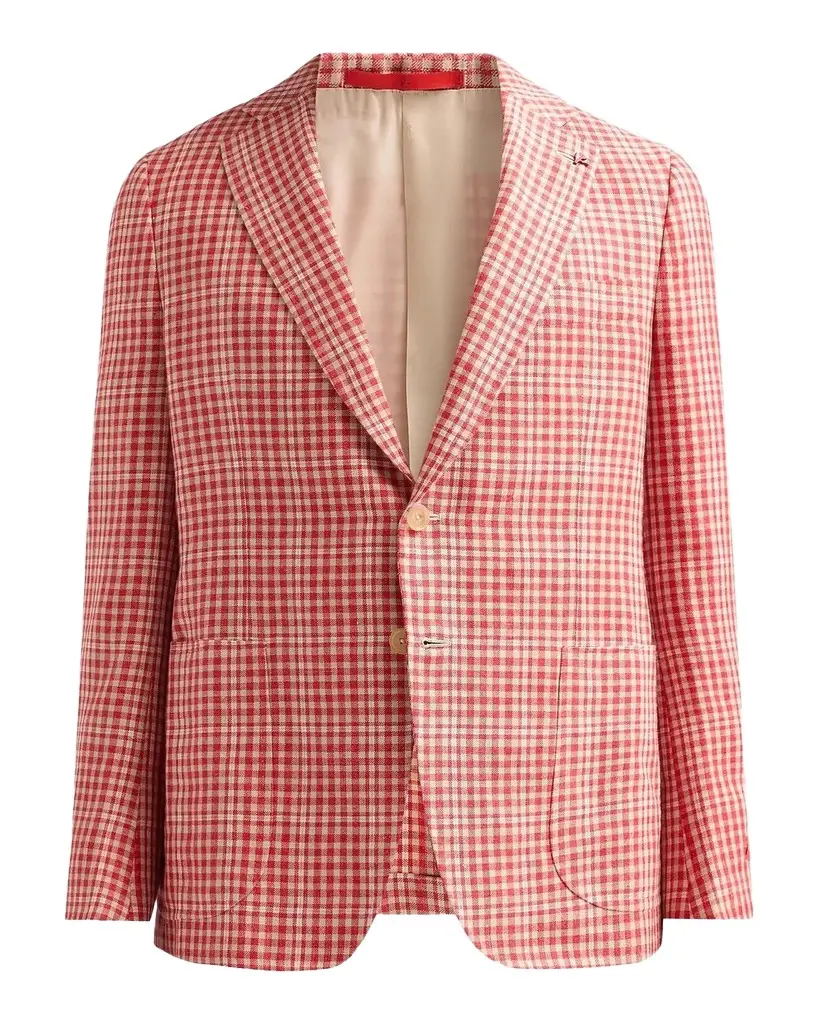 Isaia Men's Gingham Linen-Blend Blazer