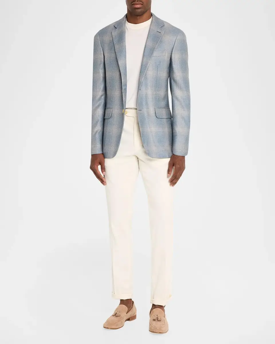 Canali Men's Kei Plaid Single-Breasted Sport Coat | Thumbnail 2