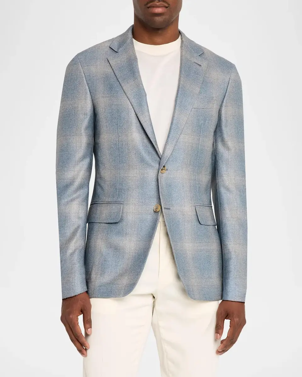Canali Men's Kei Plaid Single-Breasted Sport Coat | Thumbnail 4