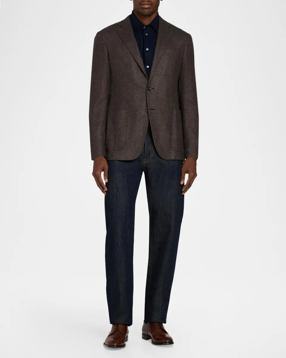 Canali Men's Kei Wool Jacquard Single-Breasted Sport Coat | Thumbnail 2