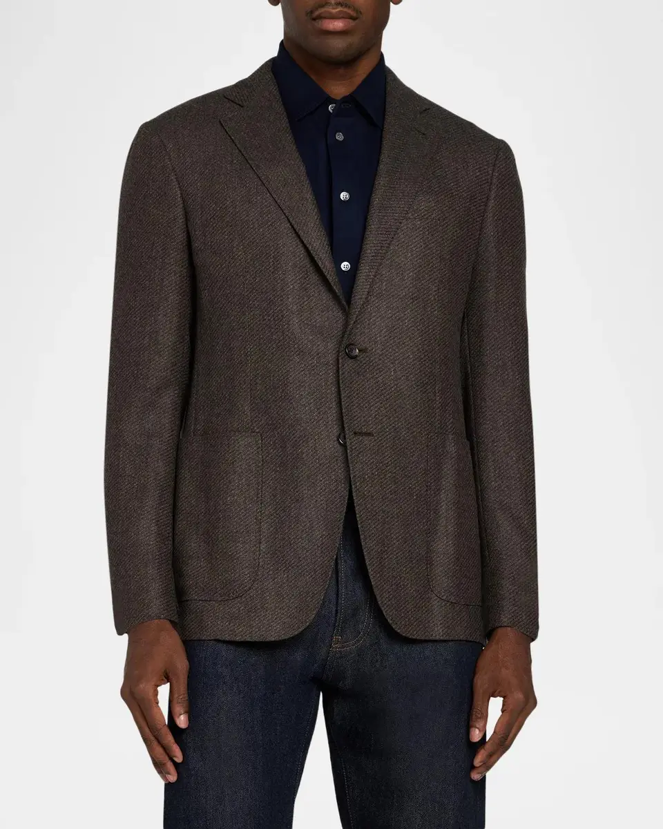 Canali Men's Kei Wool Jacquard Single-Breasted Sport Coat | Thumbnail 4