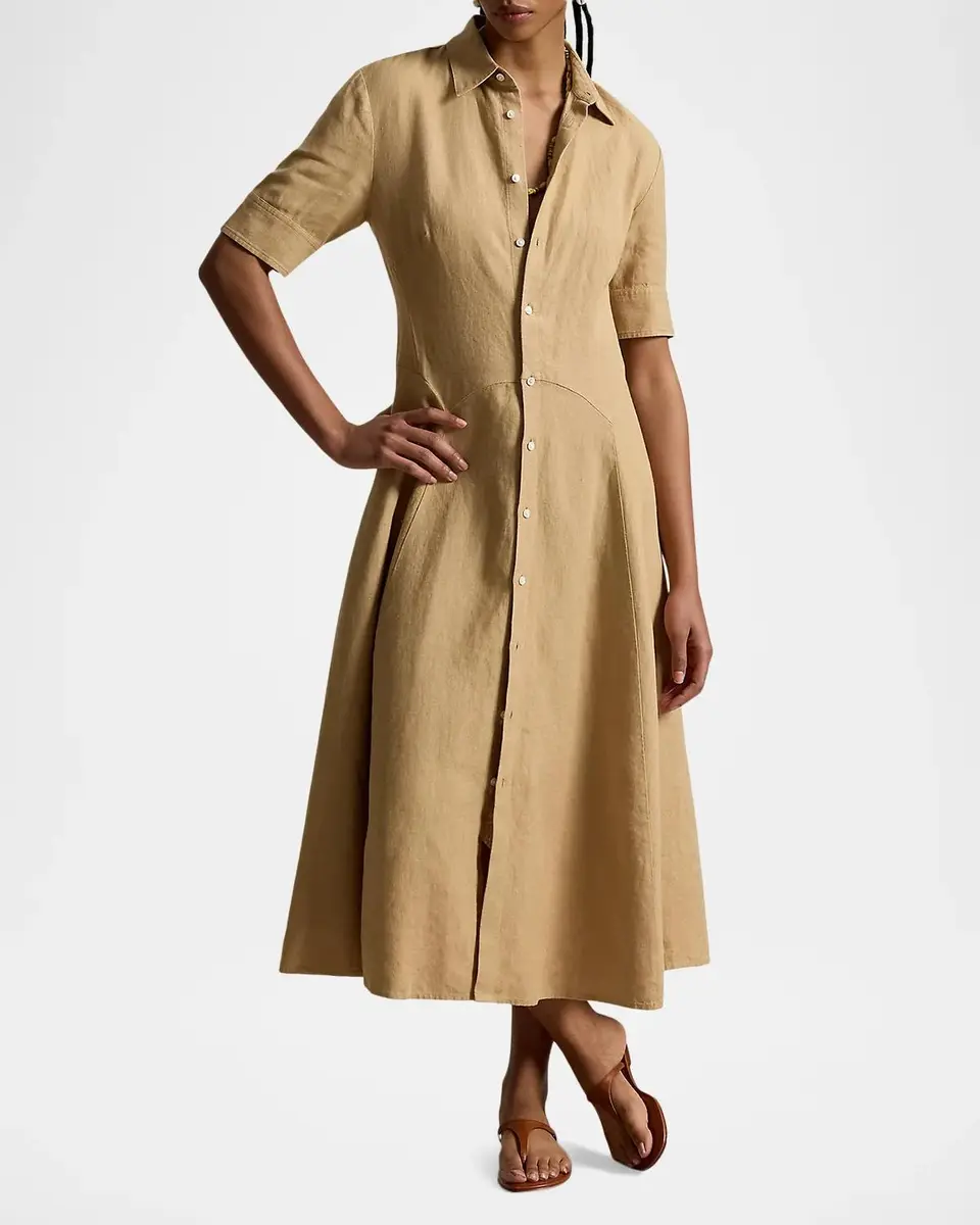 Polo Ralph Lauren Linen Paneled Midi Shirtdress | Thumbnail 2