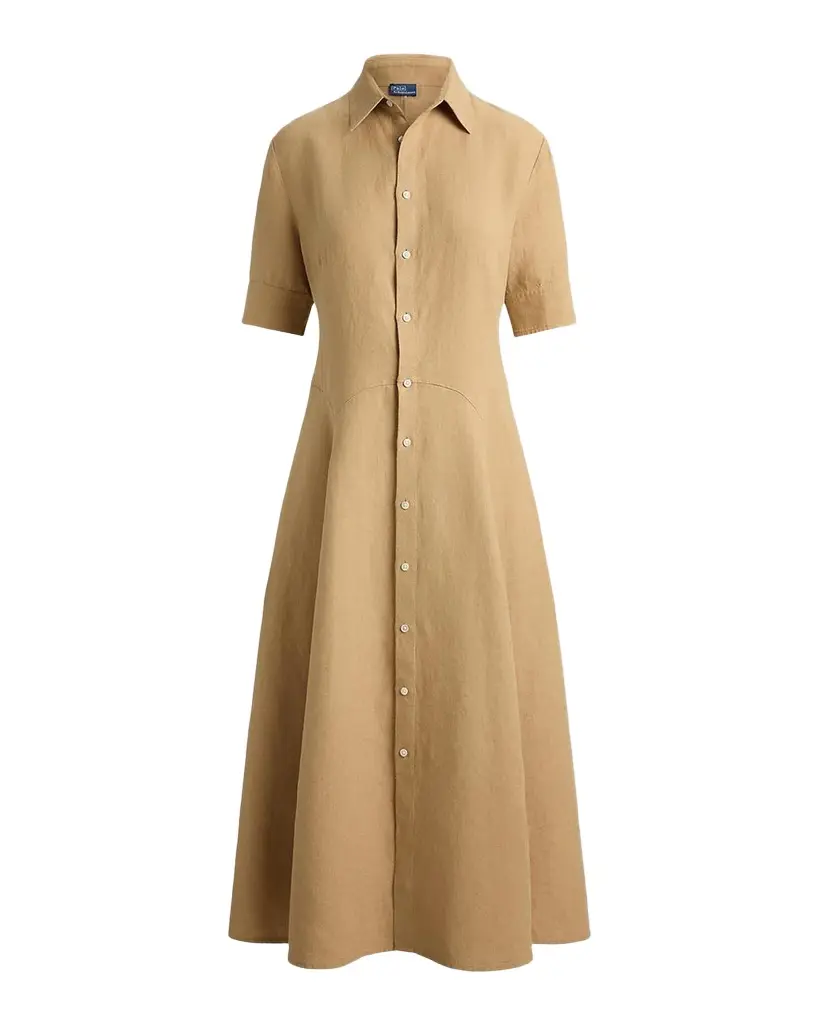 Linen Paneled Midi Shirtdress Linen Paneled Midi Shirtdress