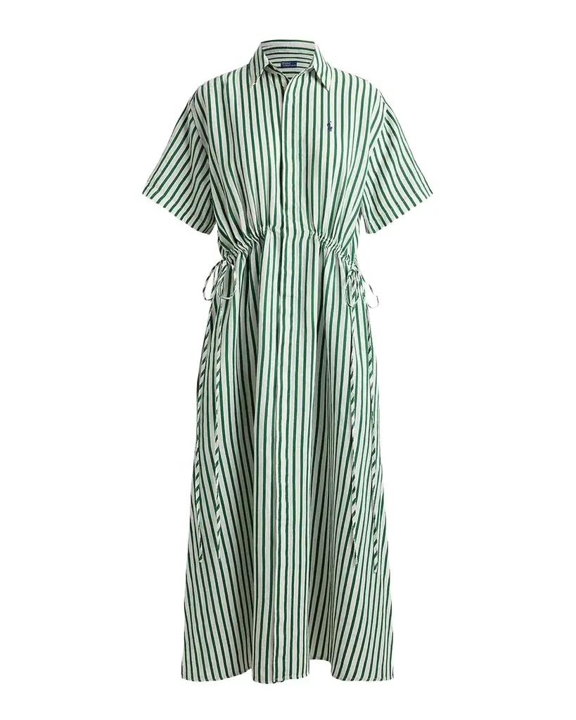 Striped Linen-Cotton Midi Shirtdress Striped Linen-Cotton Midi Shirtdress