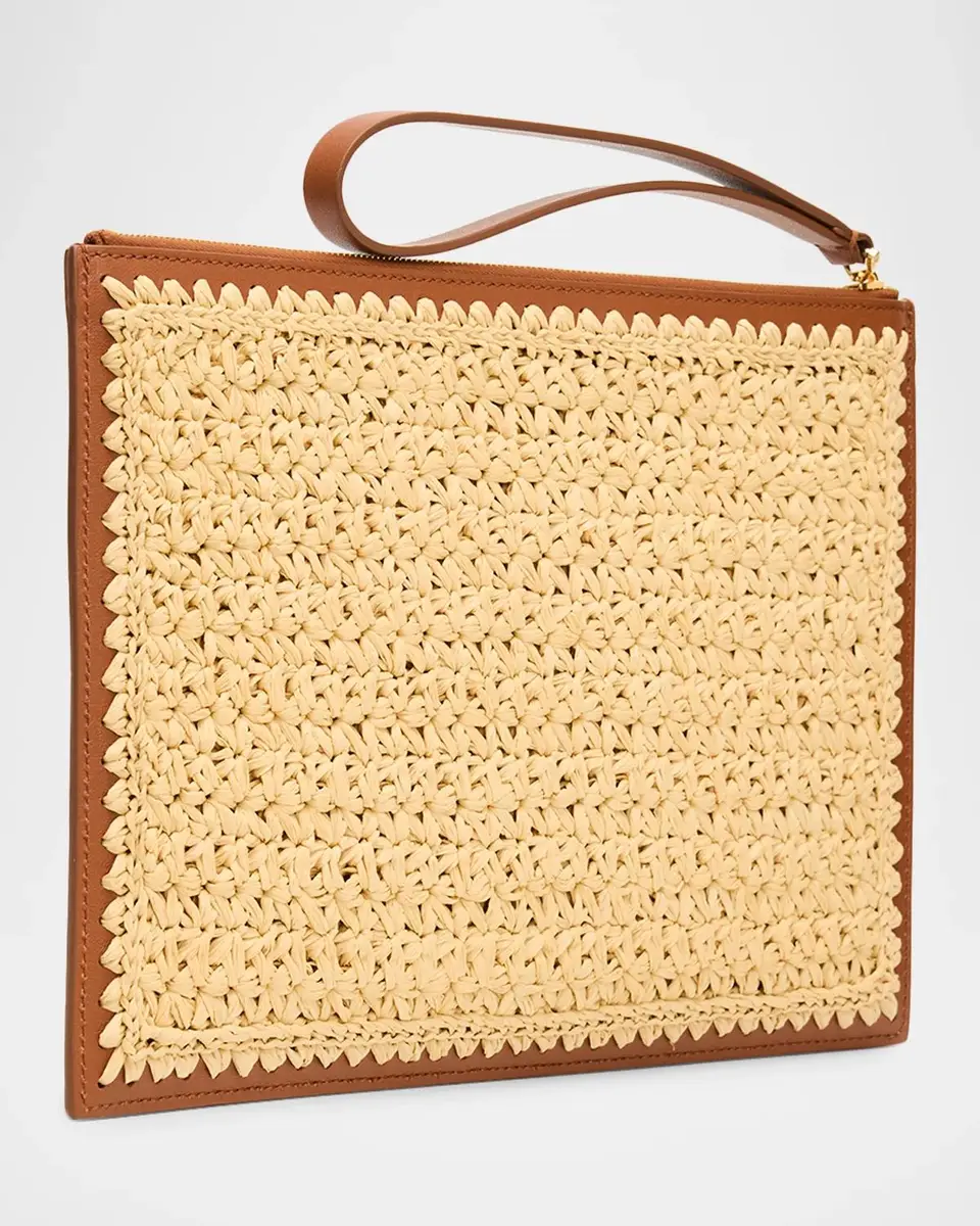 Valentino Garavani VLogo Raffia Pouch Bag | Thumbnail 3 Valentino Garavani VLogo Raffia Pouch Bag | Thumbnail 3