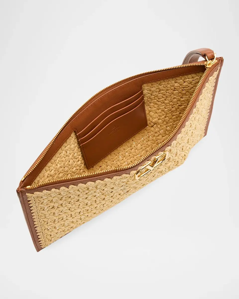 Valentino Garavani VLogo Raffia Pouch Bag | Thumbnail 4 Valentino Garavani VLogo Raffia Pouch Bag | Thumbnail 4