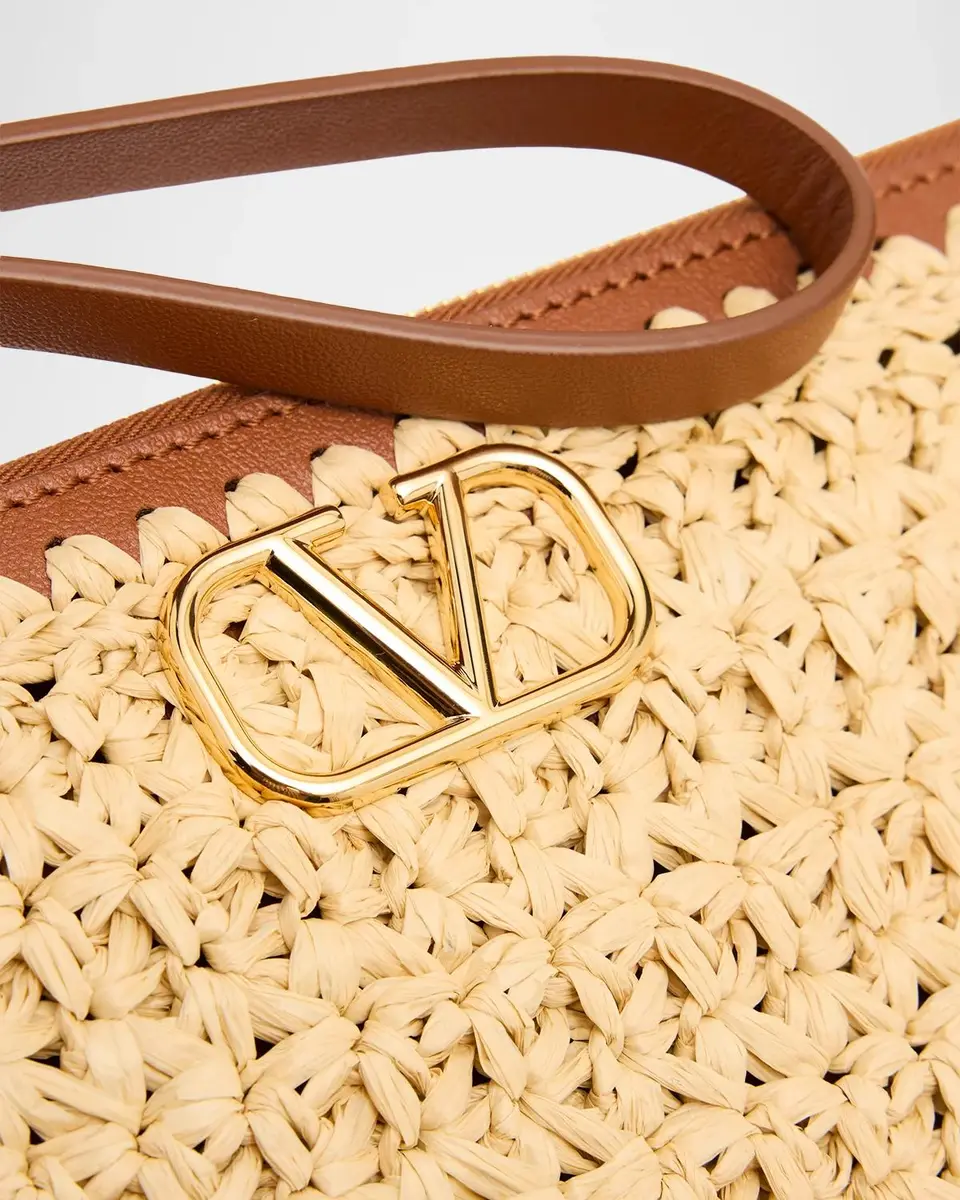 Valentino Garavani VLogo Raffia Pouch Bag | Thumbnail 6 Valentino Garavani VLogo Raffia Pouch Bag | Thumbnail 6