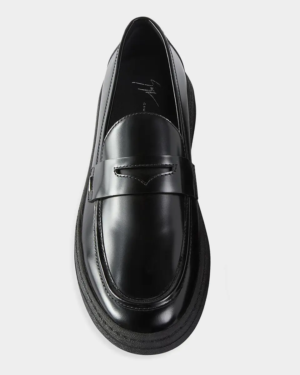 Giuseppe Zanotti Men's Leather Rubber-Sole Penny Loafers | Thumbnail 3
