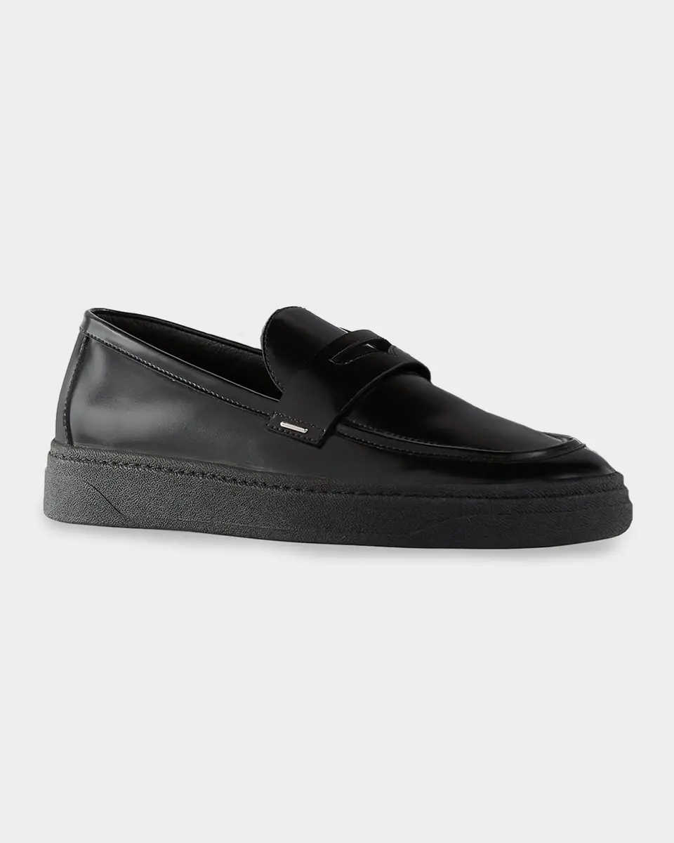 Giuseppe Zanotti Men's Leather Rubber-Sole Penny Loafers | Thumbnail 4