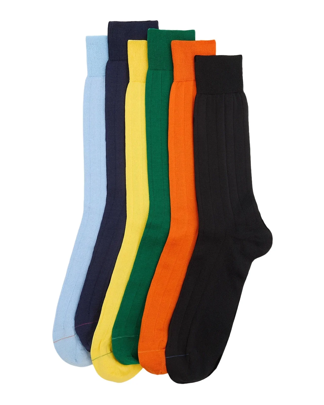 Paul Smith Men's 6-Pack Ribbed Cotton-Blend Crew Socks