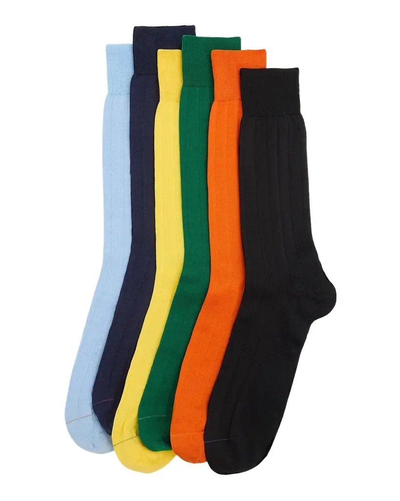 Paul Smith Men's 6-Pack Ribbed Cotton-Blend Crew Socks