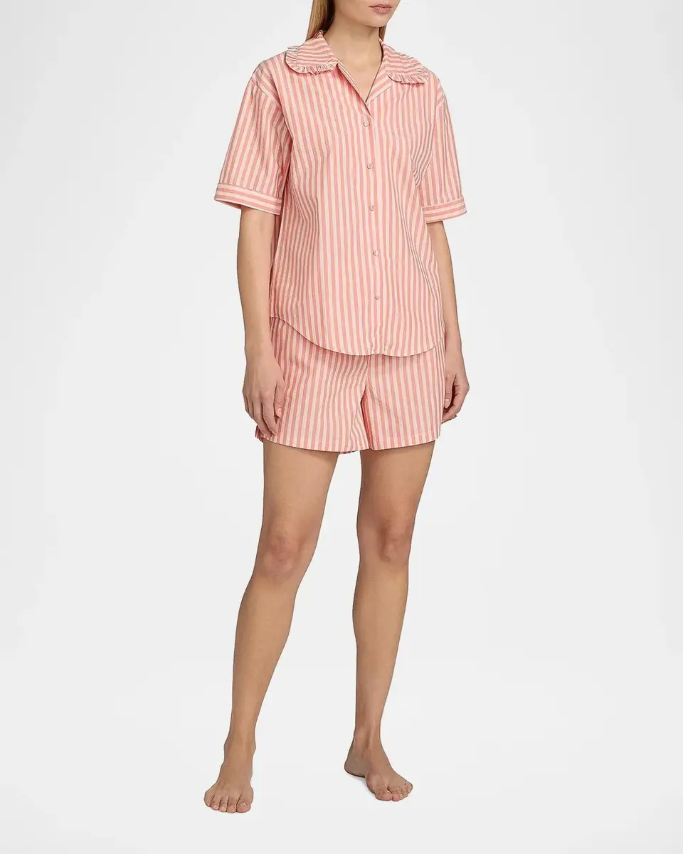 Papinelle Butterscotch Striped Cotton Short Pajamas | Thumbnail 2 Papinelle Butterscotch Striped Cotton Short Pajamas | Thumbnail 2
