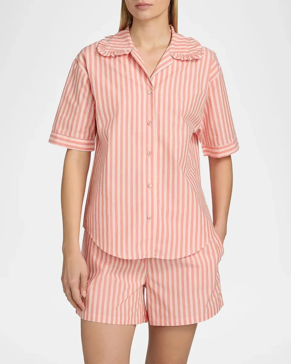 Papinelle Butterscotch Striped Cotton Short Pajamas | Thumbnail 4 Papinelle Butterscotch Striped Cotton Short Pajamas | Thumbnail 4