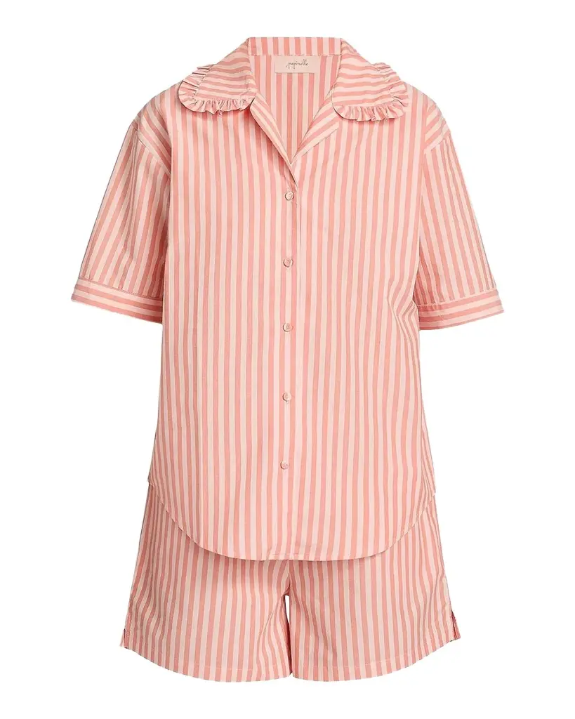 Papinelle Butterscotch Striped Cotton Short Pajamas