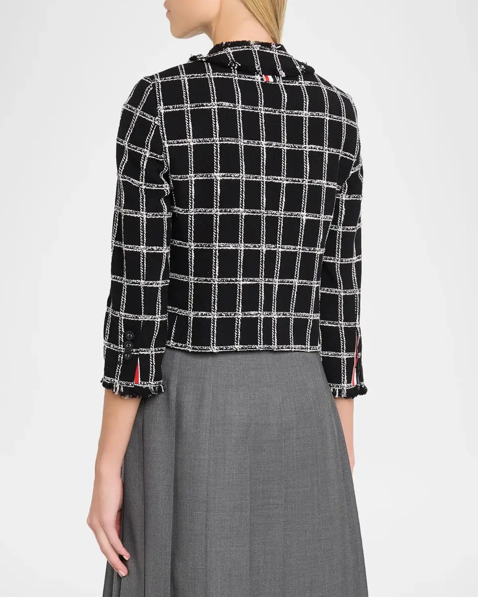 Thom Browne Windowpane Houndstooth Tweed Cardigan Jacket | Thumbnail 3 Thom Browne Windowpane Houndstooth Tweed Cardigan Jacket | Thumbnail 3