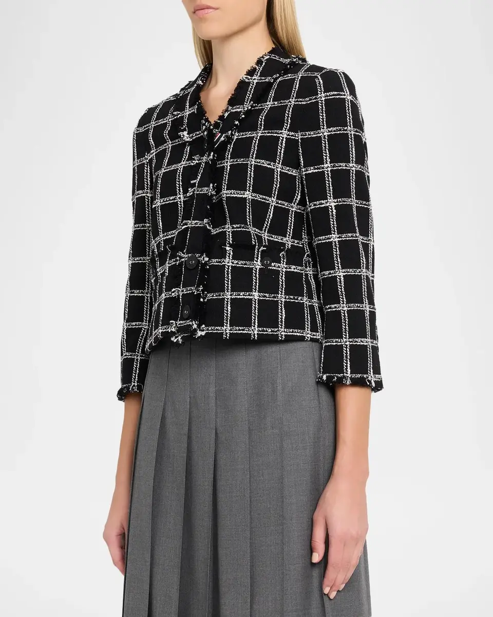 Thom Browne Windowpane Houndstooth Tweed Cardigan Jacket | Thumbnail 4 Thom Browne Windowpane Houndstooth Tweed Cardigan Jacket | Thumbnail 4