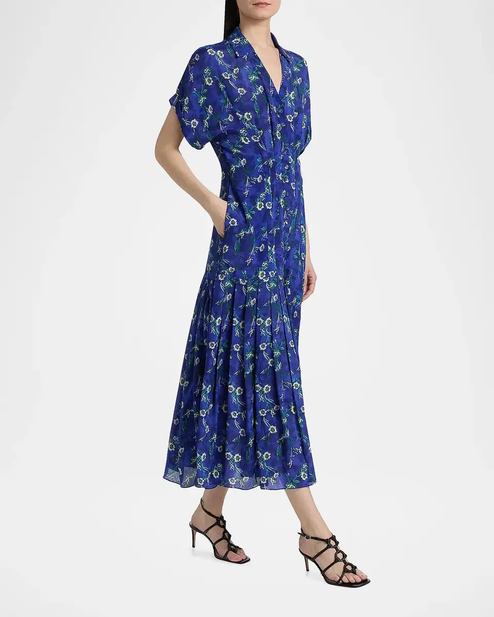 Saloni Riya Floral Satin Midi-Shirtdress | Thumbnail 2 Saloni Riya Floral Satin Midi-Shirtdress | Thumbnail 2
