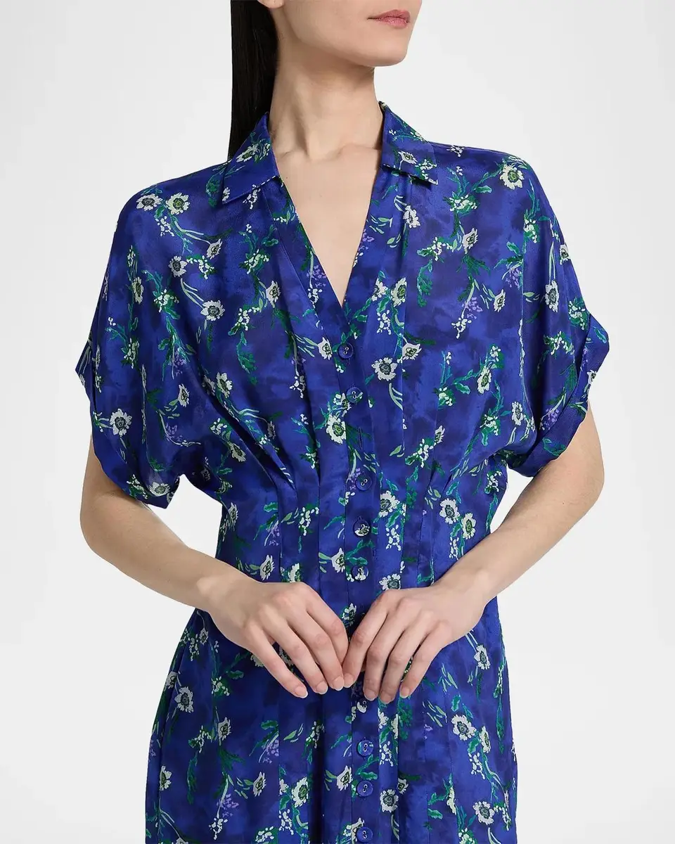 Saloni Riya Floral Satin Midi-Shirtdress | Thumbnail 5 Saloni Riya Floral Satin Midi-Shirtdress | Thumbnail 5