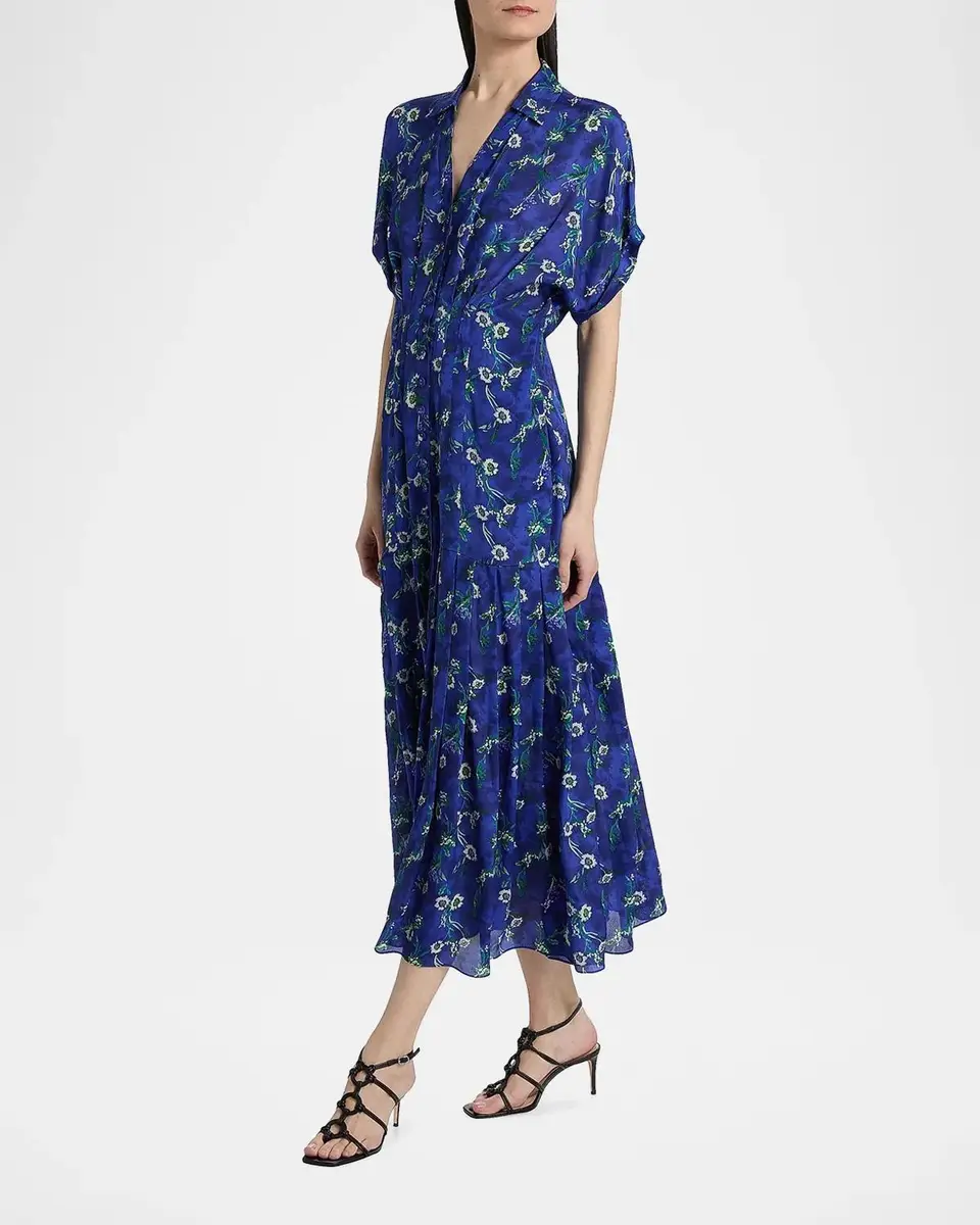 Saloni Riya Floral Satin Midi-Shirtdress | Thumbnail 7 Saloni Riya Floral Satin Midi-Shirtdress | Thumbnail 7