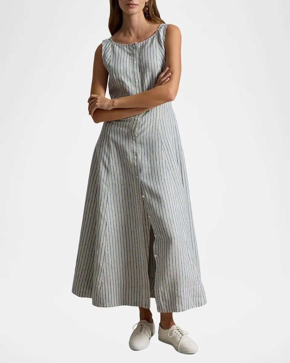Polo Ralph Lauren Striped Paneled Linen Maxi Dress | Thumbnail 2 Polo Ralph Lauren Striped Paneled Linen Maxi Dress | Thumbnail 2