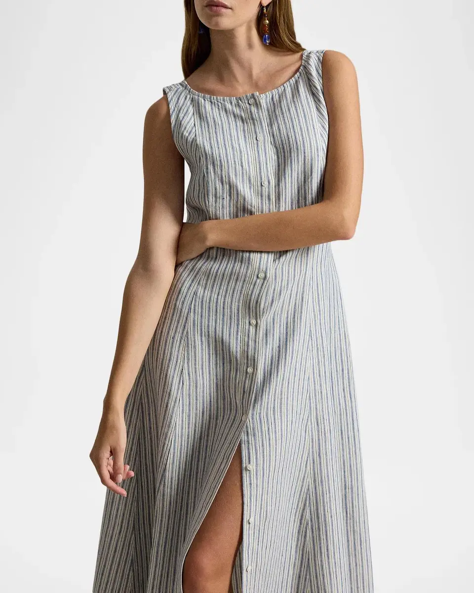 Polo Ralph Lauren Striped Paneled Linen Maxi Dress | Thumbnail 5 Polo Ralph Lauren Striped Paneled Linen Maxi Dress | Thumbnail 5