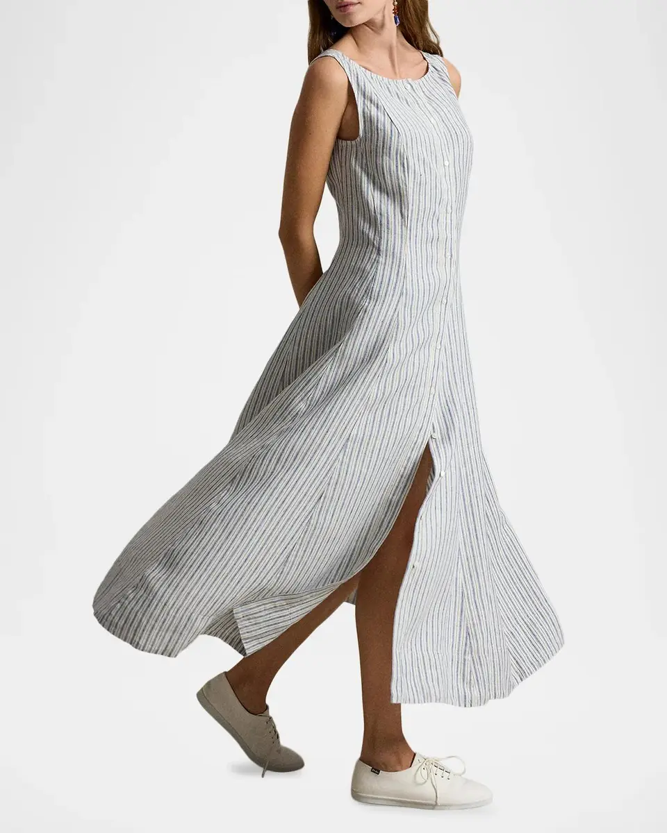 Polo Ralph Lauren Striped Paneled Linen Maxi Dress | Thumbnail 6 Polo Ralph Lauren Striped Paneled Linen Maxi Dress | Thumbnail 6