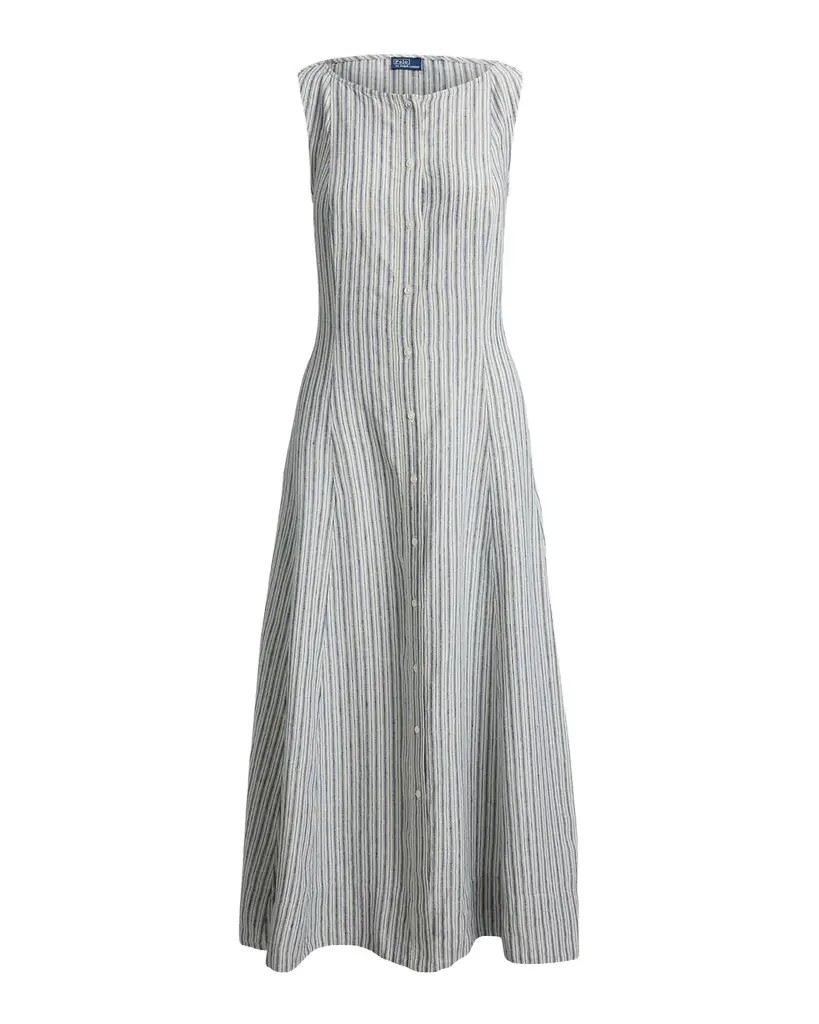 Polo Ralph Lauren Striped Paneled Linen Maxi Dress