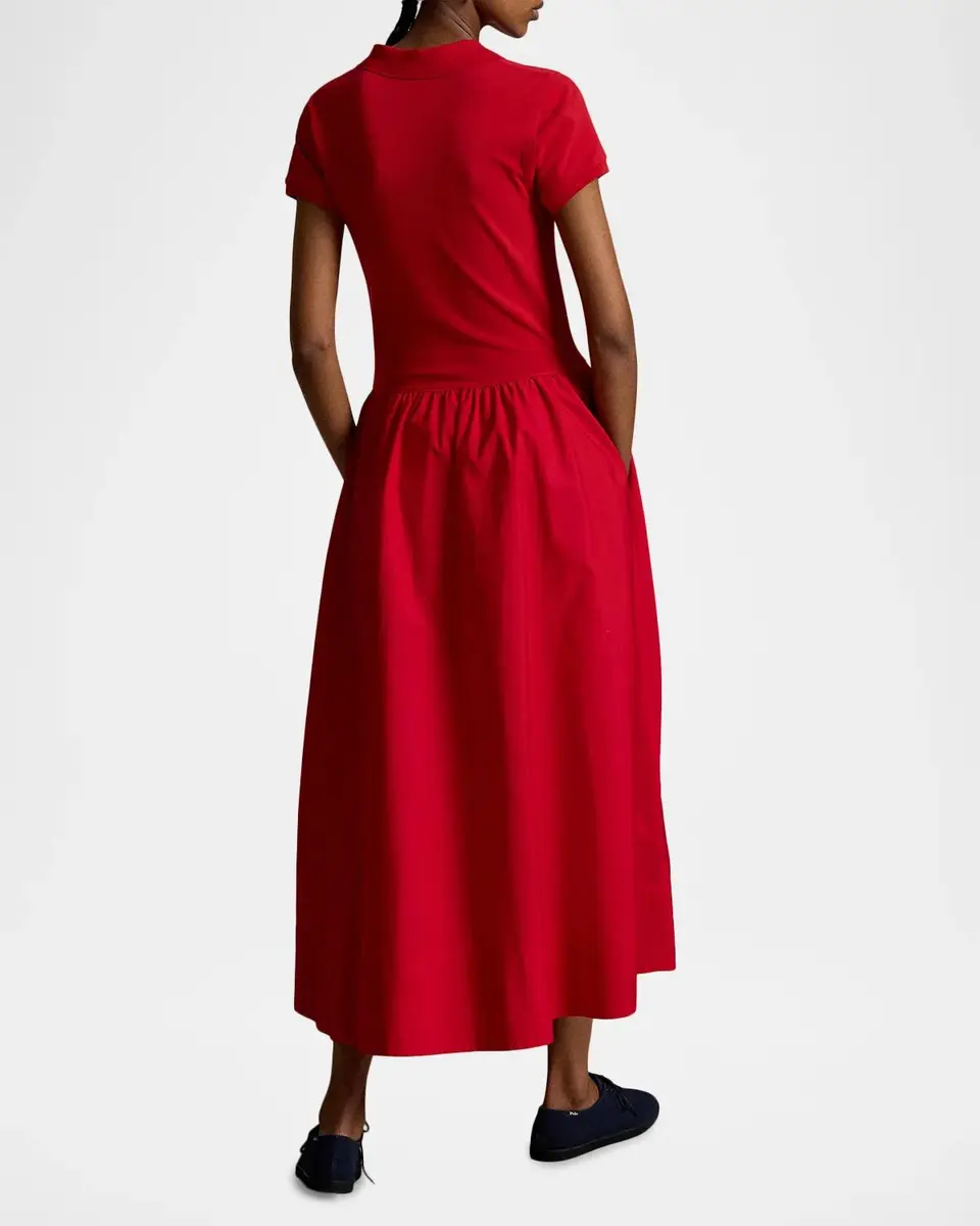 Polo Ralph Lauren Hybrid Mesh Polo-Bodice Midi Dress | Thumbnail 3 Polo Ralph Lauren Hybrid Mesh Polo-Bodice Midi Dress | Thumbnail 3