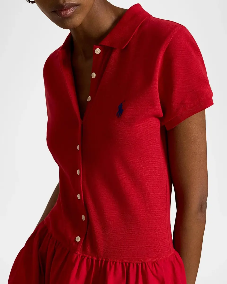 Polo Ralph Lauren Hybrid Mesh Polo-Bodice Midi Dress | Thumbnail 4 Polo Ralph Lauren Hybrid Mesh Polo-Bodice Midi Dress | Thumbnail 4