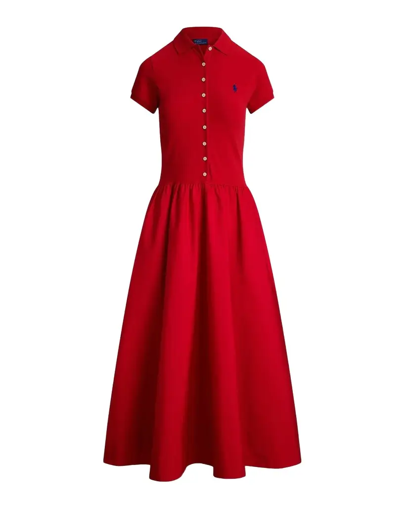 Polo Ralph Lauren Hybrid Mesh Polo-Bodice Midi Dress