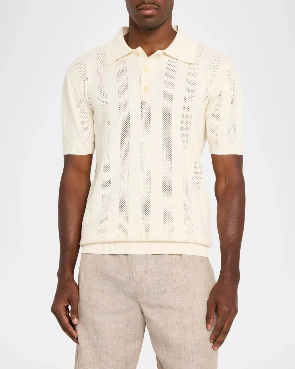 Frescobol Carioca Men's Vidal Cotton Pointelle Knit Polo Shirt | Thumbnail 4 Frescobol Carioca Men's Vidal Cotton Pointelle Knit Polo Shirt | Thumbnail 4
