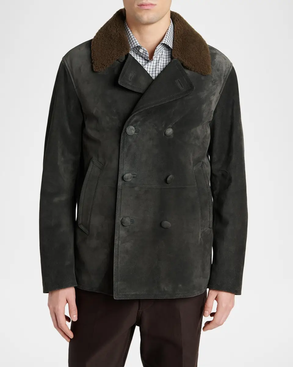 TOM FORD Boutique Men's Suede Double-Breasted Jacket | Thumbnail 4 TOM FORD Boutique Men's Suede Double-Breasted Jacket | Thumbnail 4