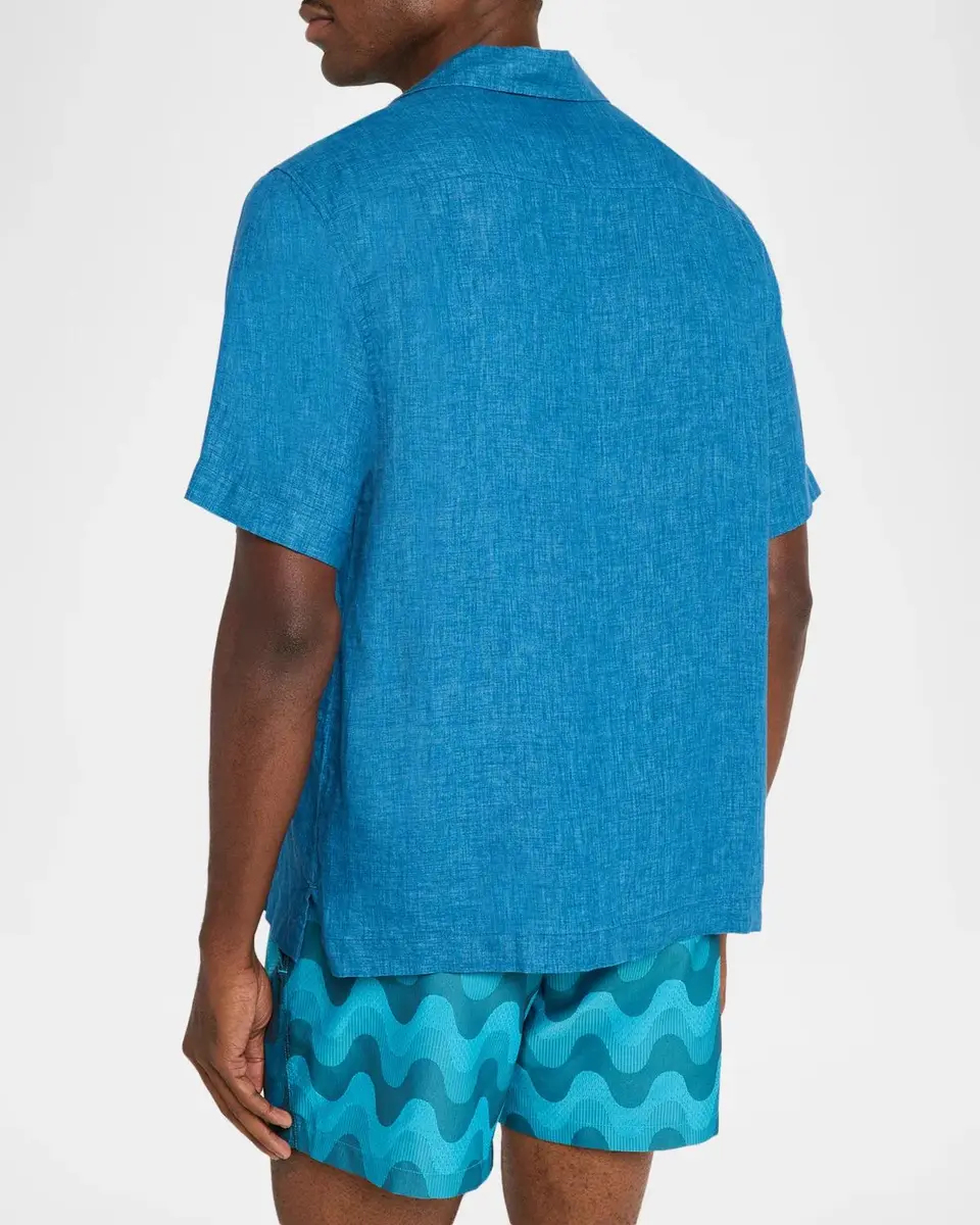 Frescobol Carioca Men's Angelo Linen Short-Sleeve Shirt | Thumbnail 3 Frescobol Carioca Men's Angelo Linen Short-Sleeve Shirt | Thumbnail 3