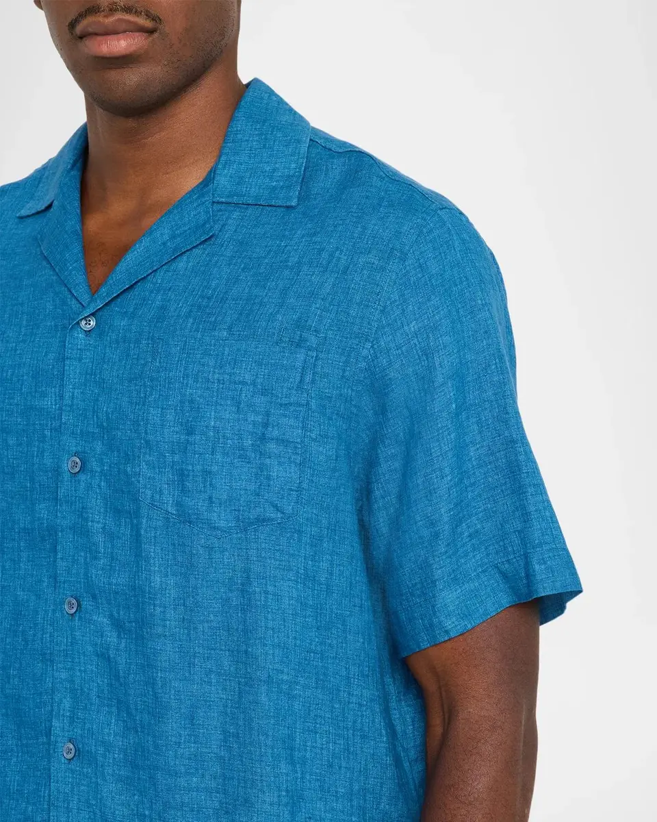 Frescobol Carioca Men's Angelo Linen Short-Sleeve Shirt | Thumbnail 5 Frescobol Carioca Men's Angelo Linen Short-Sleeve Shirt | Thumbnail 5