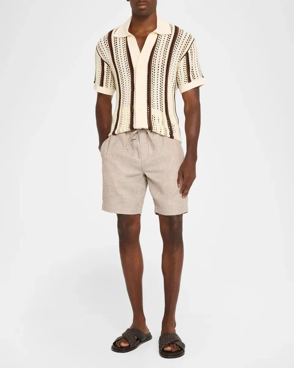 Frescobol Carioca Men's Pinto Crochet Cotton Short-Sleeve Shirt | Thumbnail 2 Frescobol Carioca Men's Pinto Crochet Cotton Short-Sleeve Shirt | Thumbnail 2