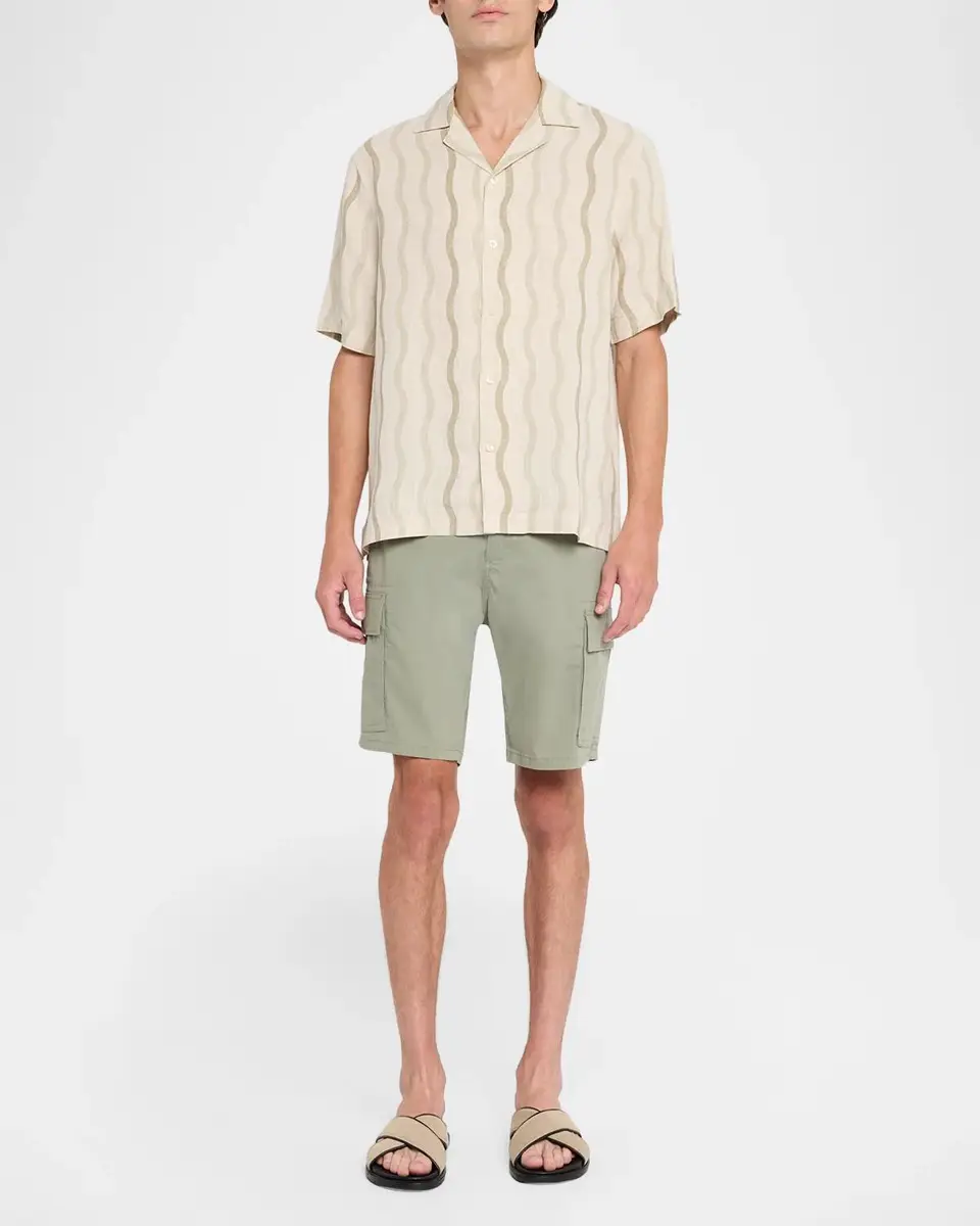 Frescobol Carioca Men's Roberto Linen Wave Stripe Camp Shirt | Thumbnail 2 Frescobol Carioca Men's Roberto Linen Wave Stripe Camp Shirt | Thumbnail 2