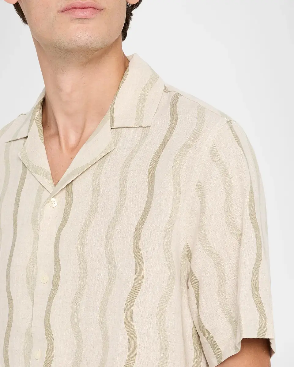 Frescobol Carioca Men's Roberto Linen Wave Stripe Camp Shirt | Thumbnail 5 Frescobol Carioca Men's Roberto Linen Wave Stripe Camp Shirt | Thumbnail 5