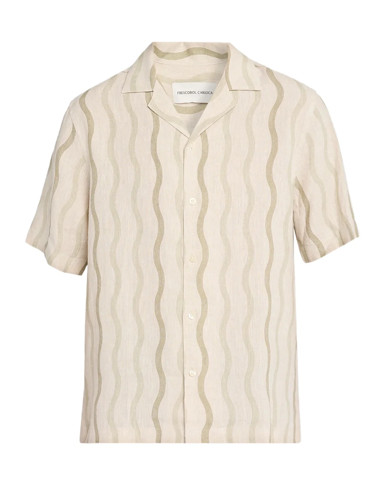 Frescobol Carioca Men's Roberto Linen Wave Stripe Camp Shirt
