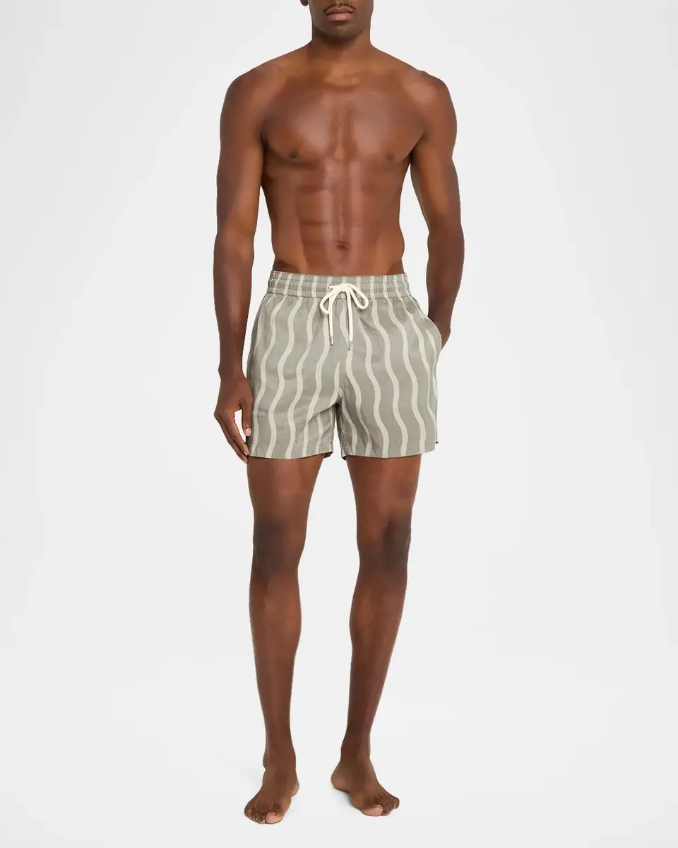 Frescobol Carioca Men's Rio Linen-Blend Wavy Stripe Swim Trunks | Thumbnail 2 Frescobol Carioca Men's Rio Linen-Blend Wavy Stripe Swim Trunks | Thumbnail 2