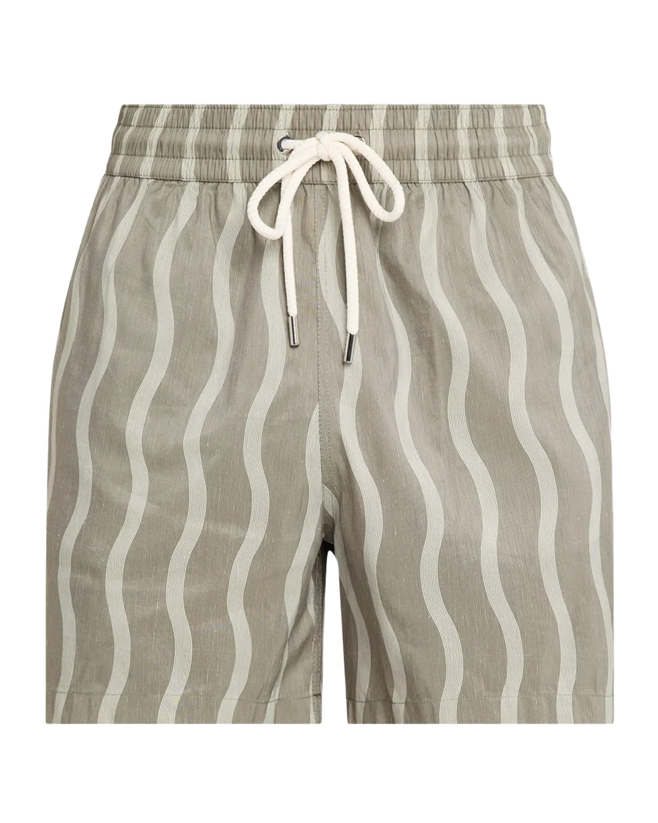 Men's Rio Linen-Blend Wavy Stripe Swim Trunks