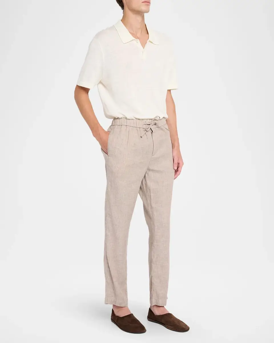 Frescobol Carioca Men's Oscar Linen & Cotton Drawstring Chino Pants | Thumbnail 2