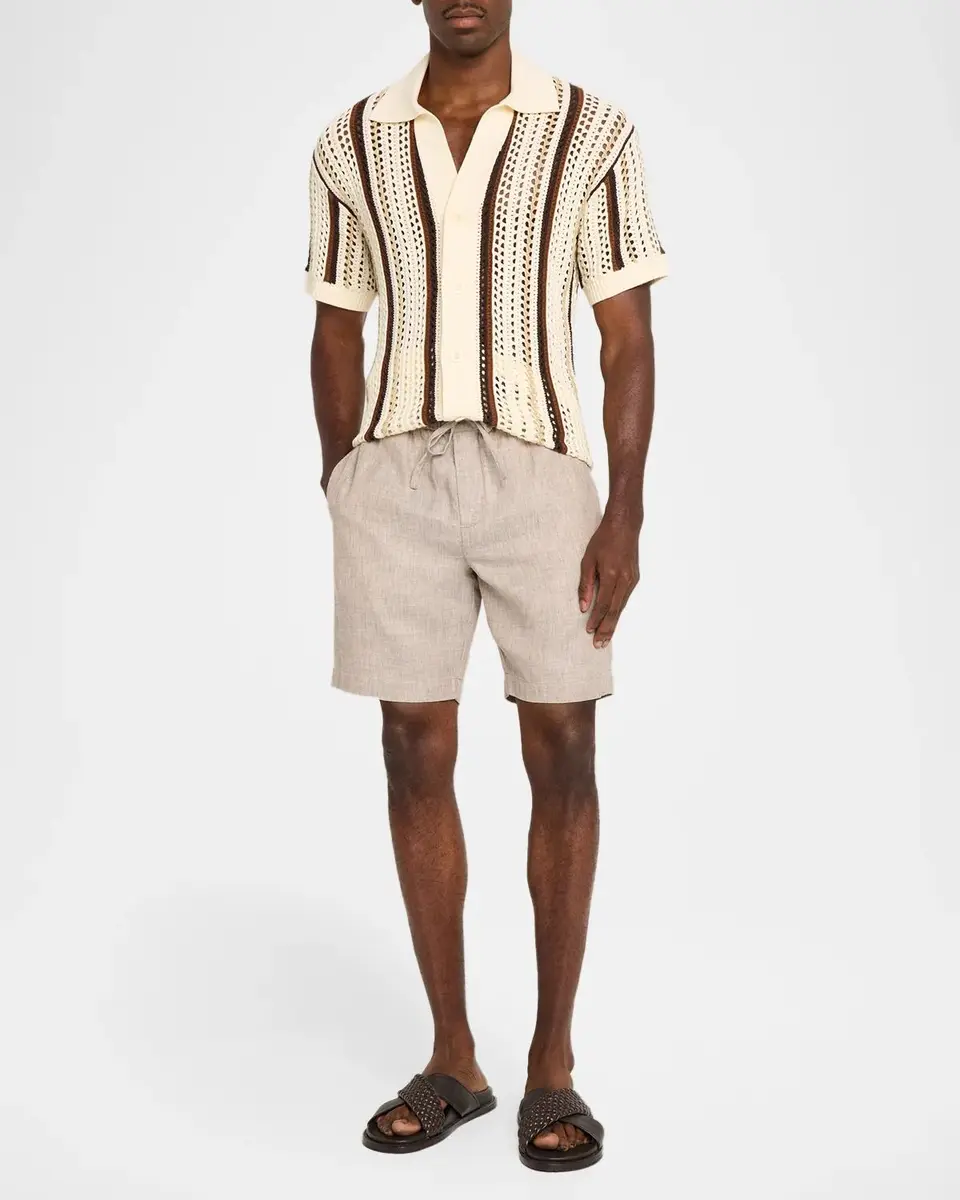 Frescobol Carioca Men's Felipe Linen & Cotton Drawstring Shorts | Thumbnail 2 Frescobol Carioca Men's Felipe Linen & Cotton Drawstring Shorts | Thumbnail 2