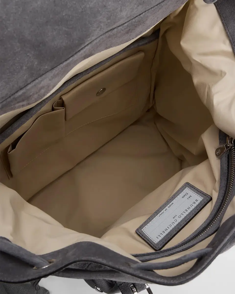 Brunello Cucinelli Men's Suede Buckled Backpack | Thumbnail 3 Brunello Cucinelli Men's Suede Buckled Backpack | Thumbnail 3