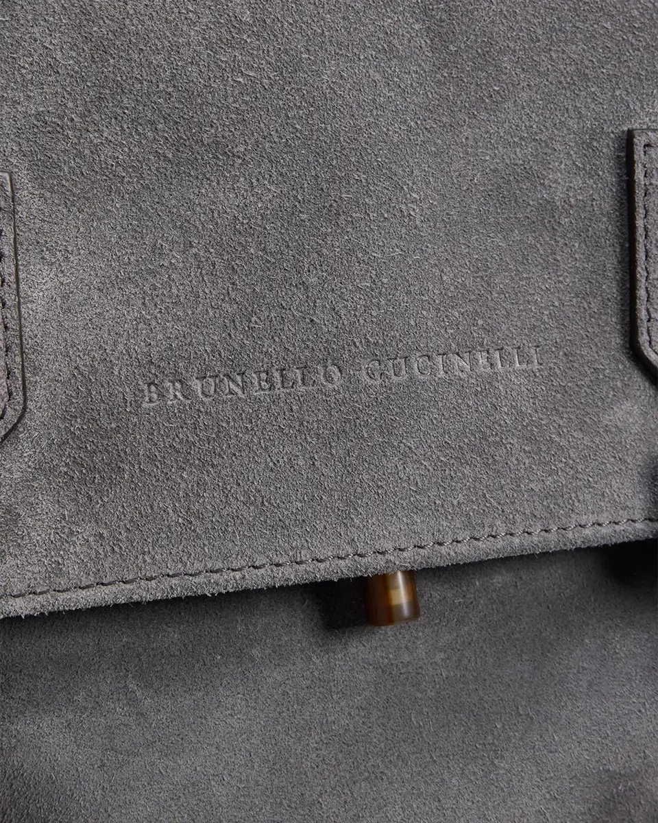 Brunello Cucinelli Men's Suede Buckled Backpack | Thumbnail 4 Brunello Cucinelli Men's Suede Buckled Backpack | Thumbnail 4
