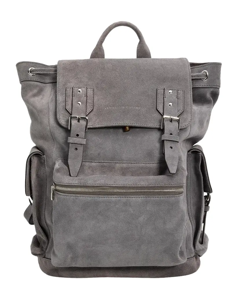 Men's Suede Buckled Backpack Men's Suede Buckled Backpack