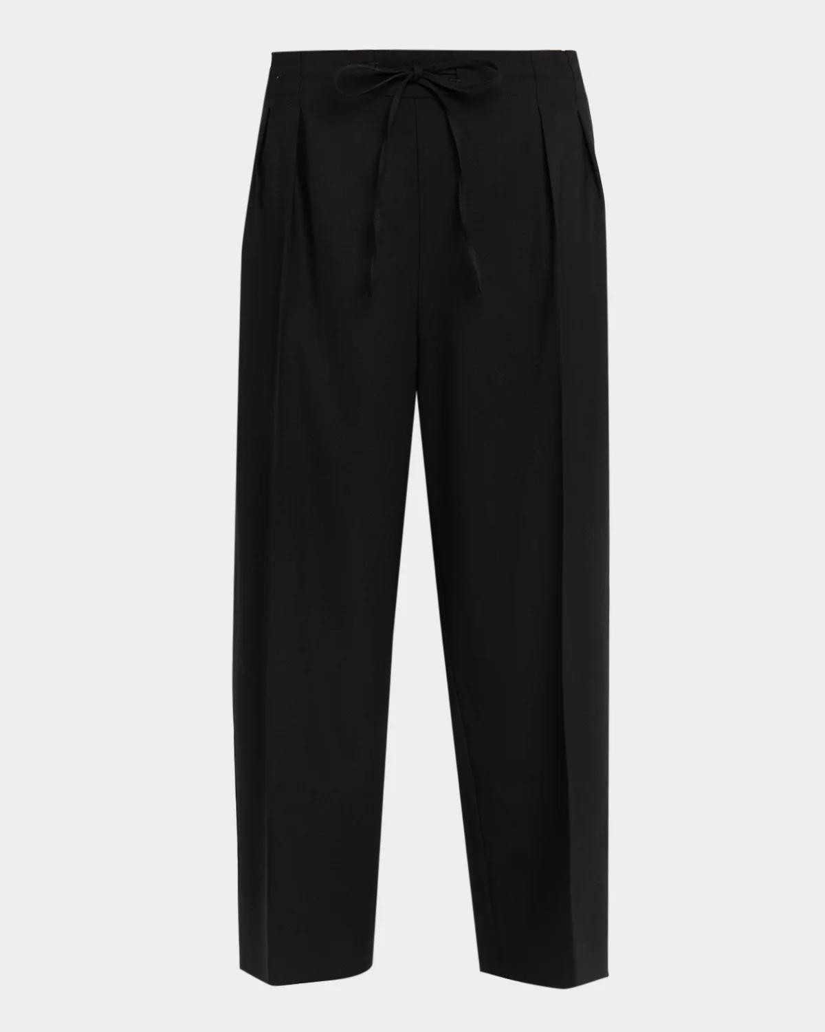 Maria McManus Drawstring Pleated Straight-Leg Crop Trousers