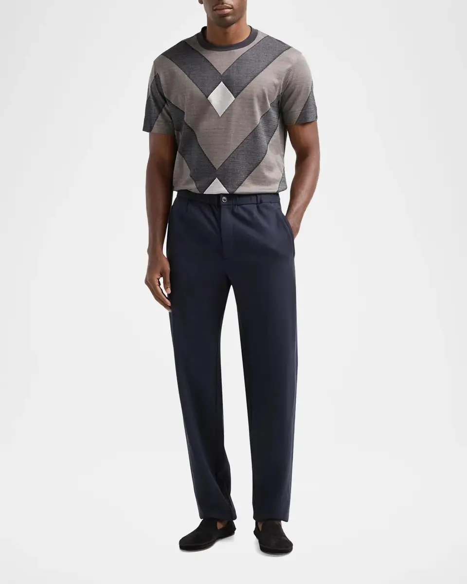 Emporio Armani Men's Geometric-Print Jersey Crewneck T-Shirt | Thumbnail 2 Emporio Armani Men's Geometric-Print Jersey Crewneck T-Shirt | Thumbnail 2